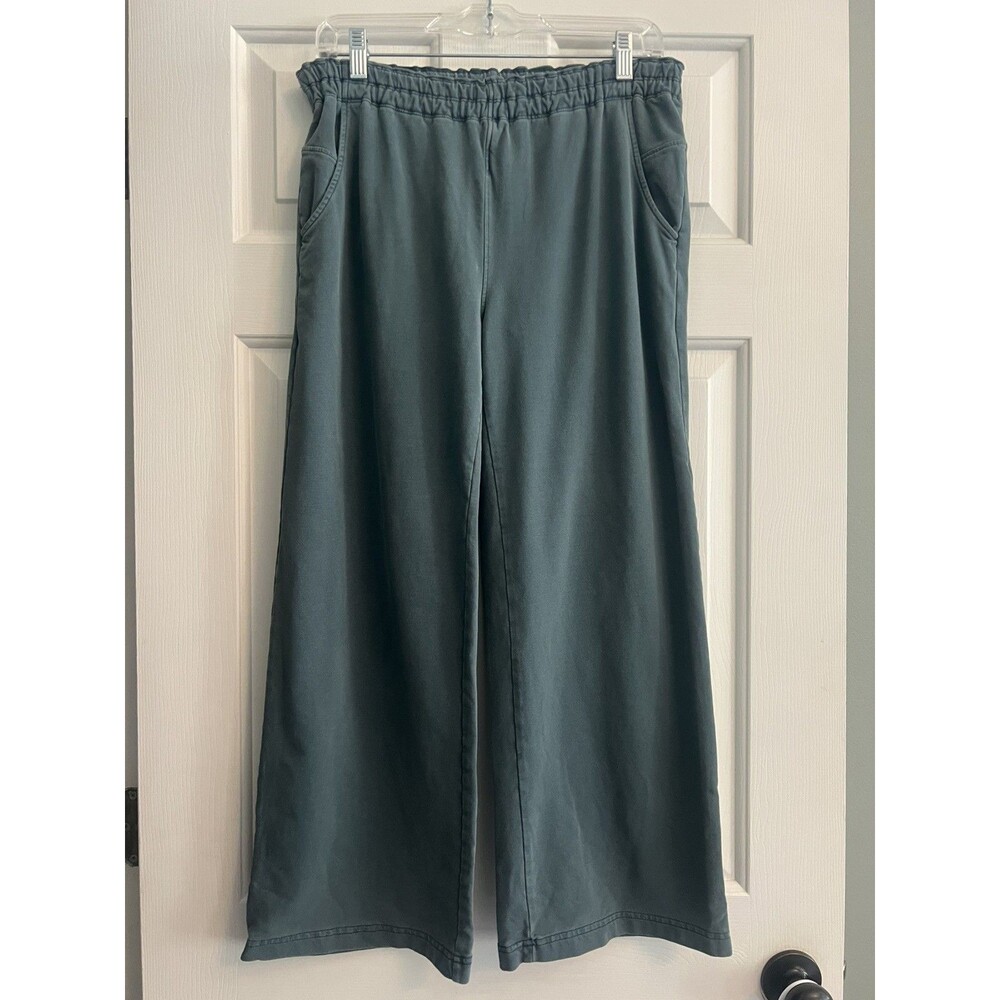 Prana Wide leg Pants Womens Medium Pull-On Loose Fit Elastic Waist Grey Blue - Picture 10 of 10